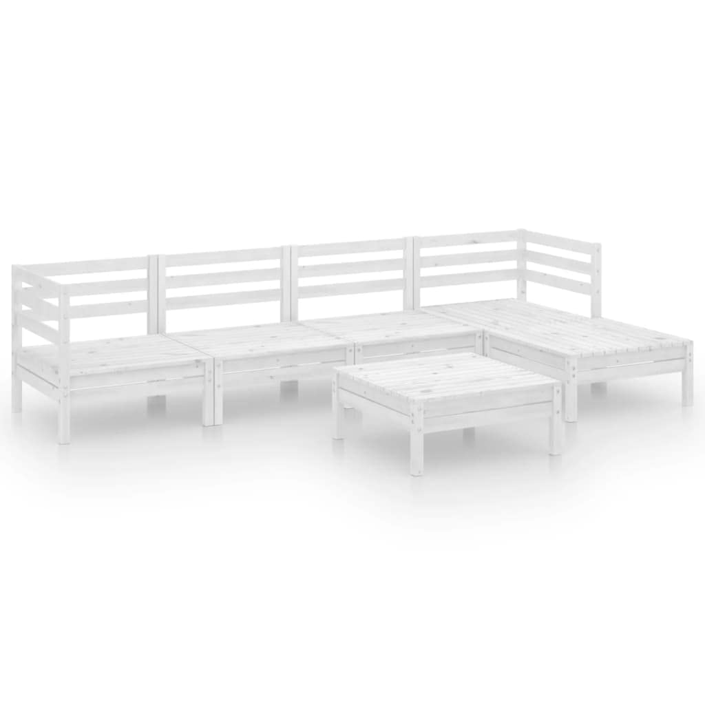 vidaXL 6-Piece Patio Lounge Set in White - Solid Pinewood Construction - Timeless Pallet Design - Durable Weather-Resistant - Versatile Modular Design - Perfect for Patio, Garden, Living Room.