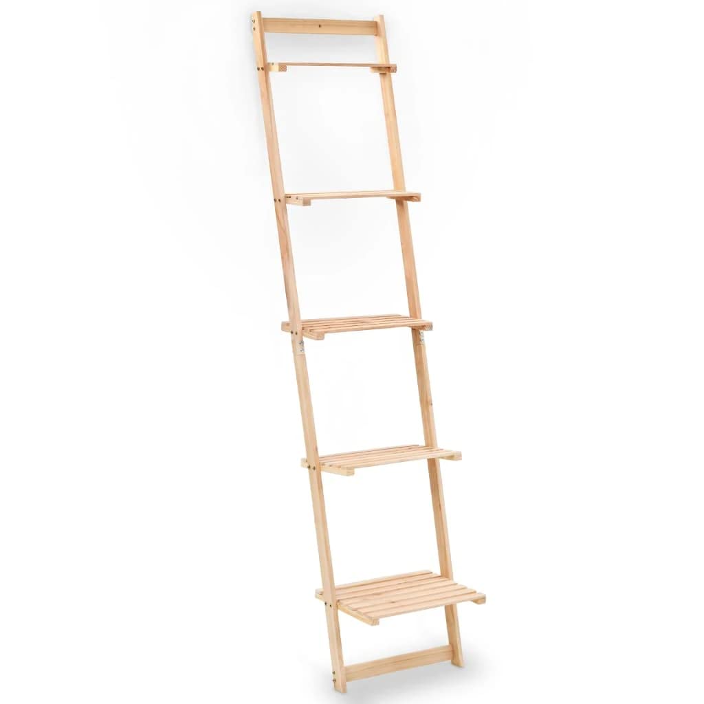 Vidaxl Ladder Wall Shelf Rustic Sturdy Sleek Compact 5 Layers Space Saving Display Storage Rack Stand Home Furniture Cedar Wood 16.3&quot;X11.8&quot;X69.3&quot;