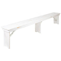 Flash Furniture Hercules Commercial Grade Farmhouse 3 Leg Bench - Solid Pine Foldable Bench with Seating for 4 - 8'x12" - Antique Rustic White