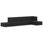 vidaXL Modern Lounge Set with Adjustable Seats - 6 Piece Black Poly Rattan Outdoor Patio Set with Cushions - Weather-Resistant, Easy-to-Clean and Durable