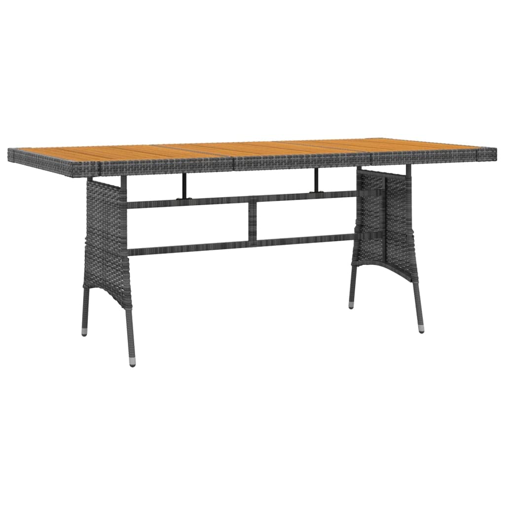 vidaXL Outdoor Patio Dining Set, 7 Pieces, Gray, Poly Rattan, Steel & Solid Acacia Wood Construction, Ergonomic Design, Waterproof, Includes Table, Chairs & Seat Cushions.