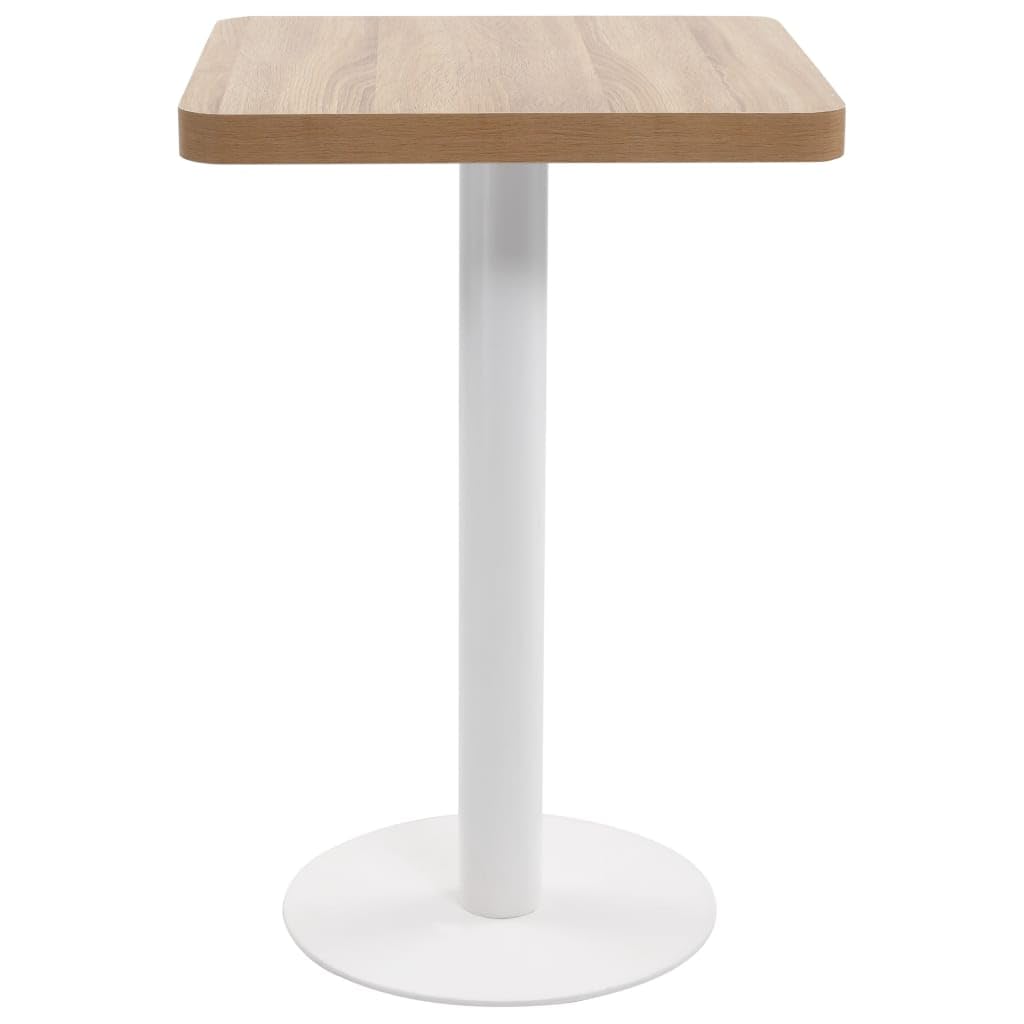 vidaXL Light Brown Bistro Table - Scandinavian Style Square MDF Dining Table with Steel Legs - 19.7"x19.7"