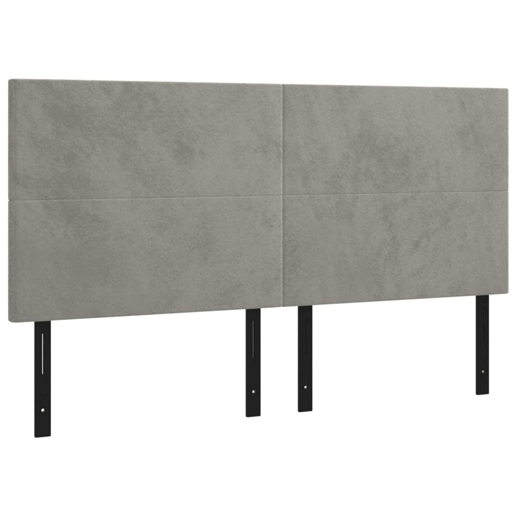 Vidaxl 4X Headboards Home Indoor Bed Accessory Bedroom Upholstered Headboard Bed Header Furniture Light Gray 31.5&quot;X2&quot;X30.7&quot;/34.6&quot; Velvet