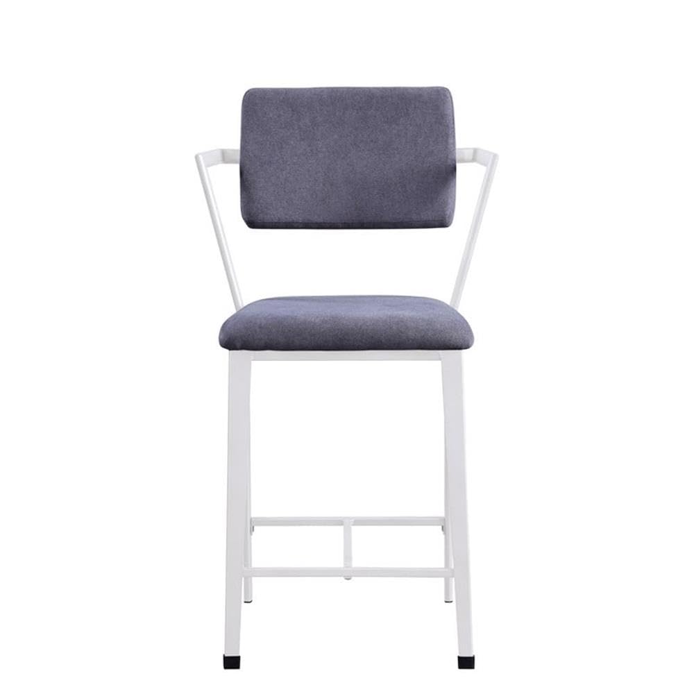 Acme Cargo Counter Height Chair (Set of 2) in Gray Fabric & White