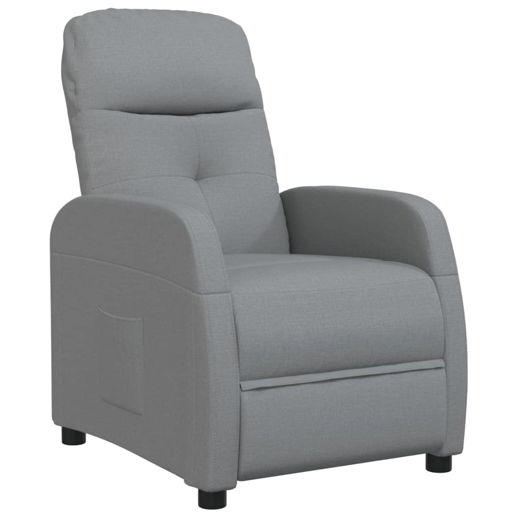 vidaXL Light Gray Reclining Chair with Adjustable Headrest and Footrest - Durable Iron Frame with Polyester Fabric Upholstery - Comfortable Sponge/PP Cotton Filling - Requires Assembly
