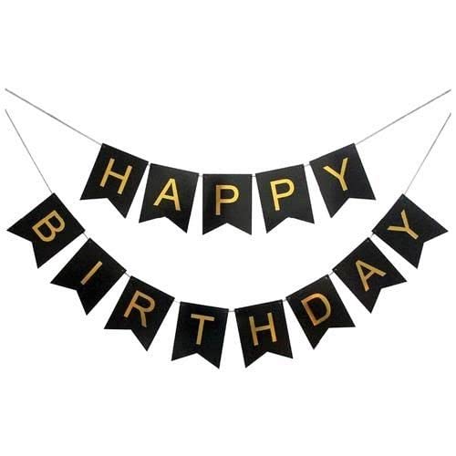 PartySprouts Happy Birthday Letters Paper Banner (Black)