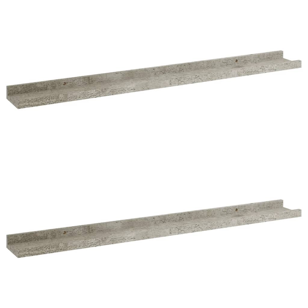 vidaXL MDF Contemporary Wall Shelves - Set of 2, Concrete Gray, 31.5&quot;x3.5&quot;x1.2&quot;, Easy to Assemble and Clean