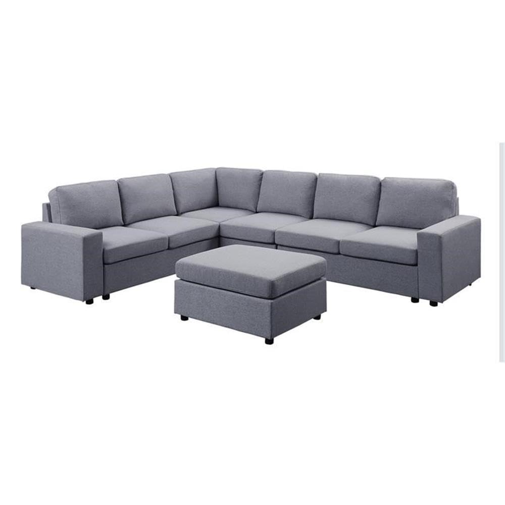 Lilola Home Casey Light Gray Linen 7 Seat Reversible Modular Sectional Sofa