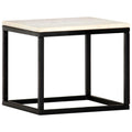 vidaXL White Real Stone Marble Texture Coffee Table - Square Modern Side Table with Iron Frame for Living Room, Lounge, Office Furniture