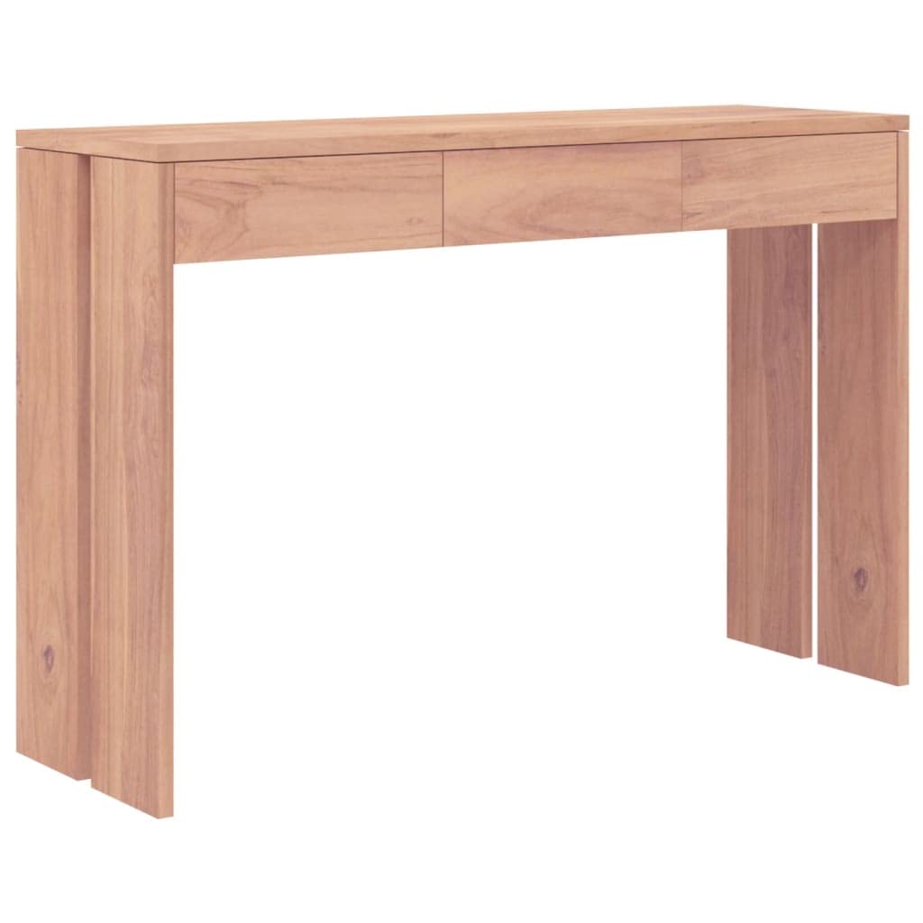 vidaXL Console Table in Solid Teak Wood - Versatile Decorative Interior Furniture with Three-Drawer Storage