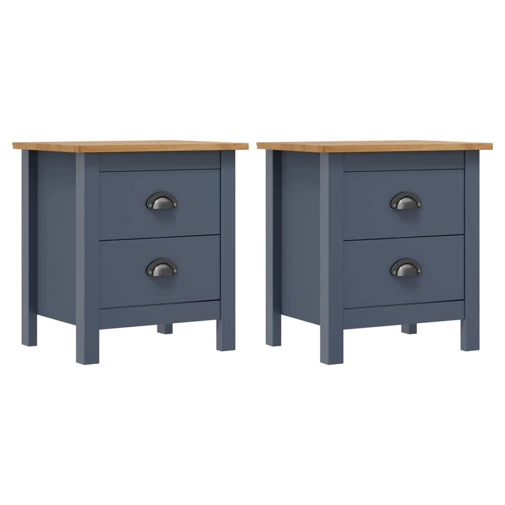 Bedside Cabinets Hill 2pcs Grey 46x35x49.5 cm Pine Wood