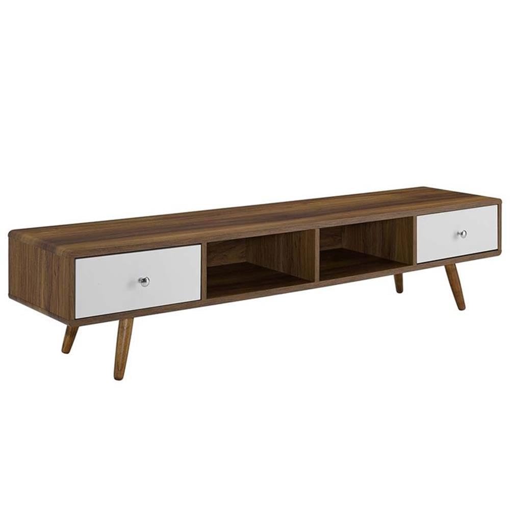Modway Transmit 70&quot; Media Console Wood Tv Stand, 70 Inch, Walnut White