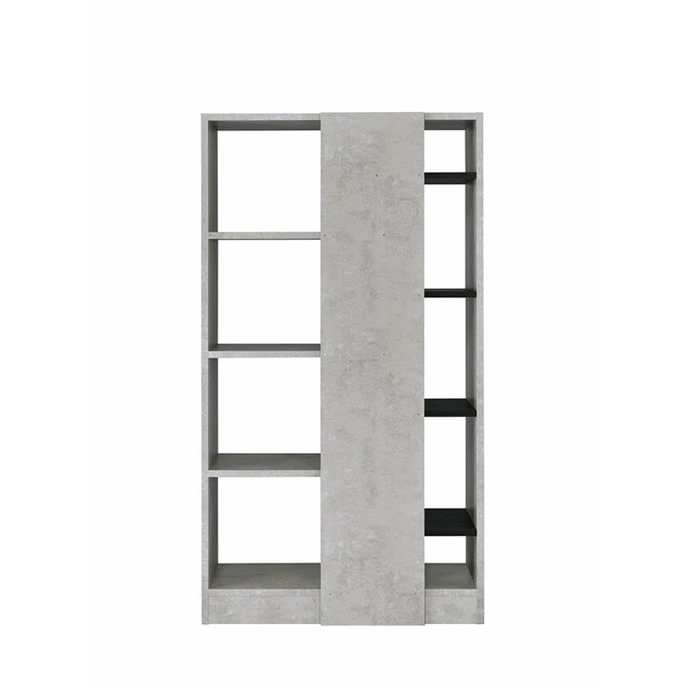 Acme Magna 8-Shelf Wooden Bookshelf in Faux Concrete and Black