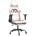 vidaXL Gaming Chair - Adjustable Faux Leather Seat with Footrest, Comfortable Foam Filling, White and Pink Gaming Chair, Modern Design, Home Office Gaming Furniture