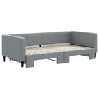 vidaXL Light Gray Daybed with Trundle: A Versatile 2-in-1 Sofa and Double Bed Solution, Crafted from Solid Wood and Metal with Fabric Upholstery