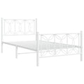 vidaXL Metal Bed Frame with Headboard/Footboard, White, 39.4"x78.7" - Steel, Durable, Extra Storage