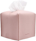 Tissue Box Cover Holder, Square with Bottom Belt by Carrots Den - PU Leather Decorative Organizer for Tabletop, Bathroom, Car, 