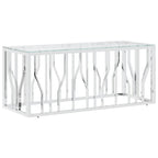 vidaXL Stainless Steel and Glass Coffee Table - Modern Silver Rectangular Side Table for Living Room - Durable, Rust-Resistant, and Easy to Clean