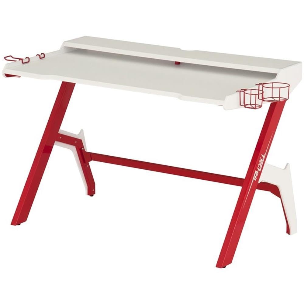 Techni Sport Computer Gaming Desk with Cupholder and Headphone Hook, Small Laptop Table for Home and Office, Red