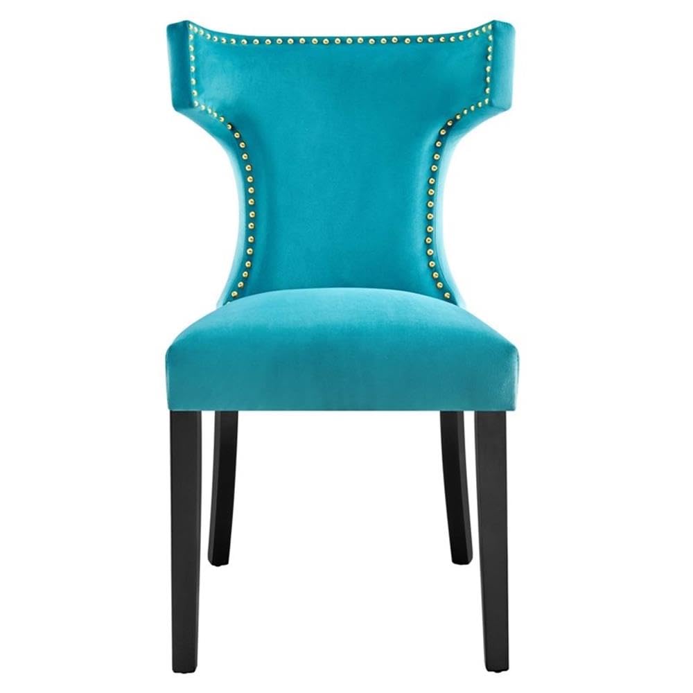 Modway EEI-5008-BLU Curve Performance Velvet Dining Chairs - Set of 2, Blue