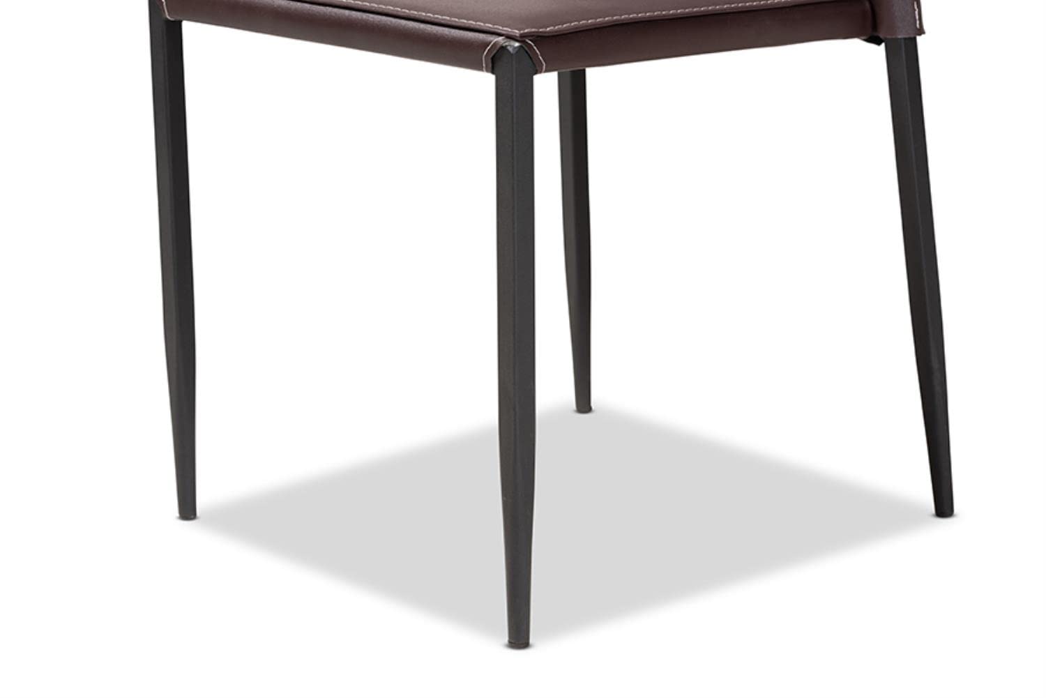 Baxton Studio Curved Faux Leather Upholstered Dining Chair in Dark Brown