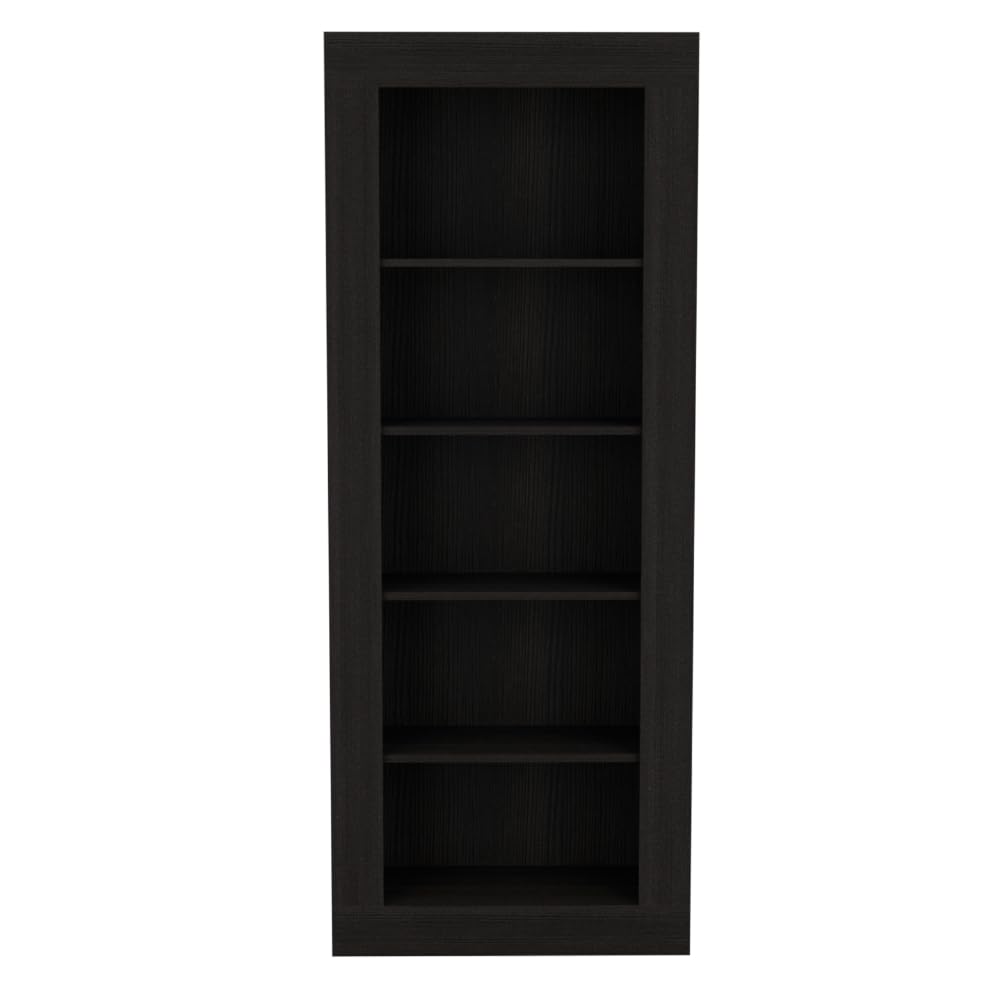 Bookcase Wray with Frame and Five Tier Shelves - Black