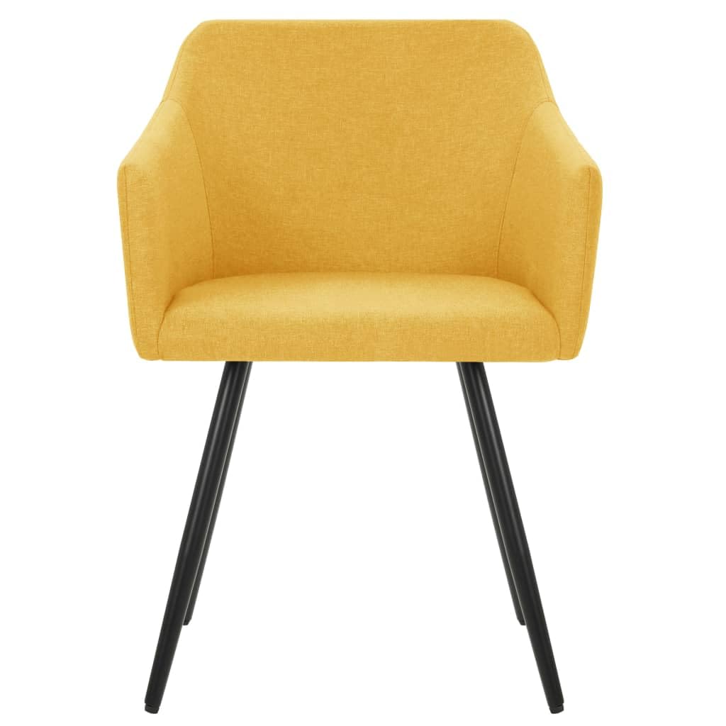 vidaXL Accent Dining Chairs 2-Pack - Yellow Fabric, Metal Legs, Ergonomic, 21.3&quot; x 24.4&quot; x 31.5&quot;