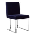 Pangea Home Dexter 18.5" Velvet & Steel Metal Side Chair In Navy (Set Of 2)