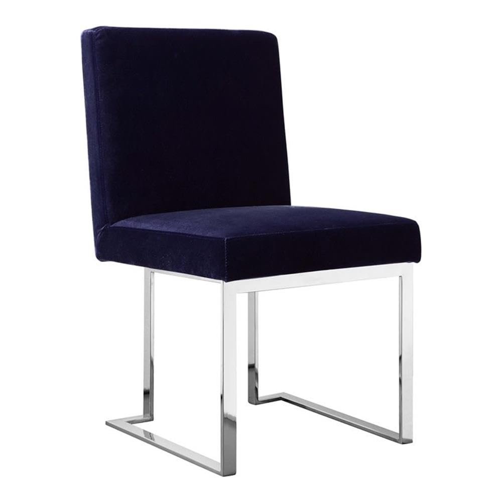 Pangea Home Dexter 18.5" Velvet & Steel Metal Side Chair In Navy (Set Of 2)