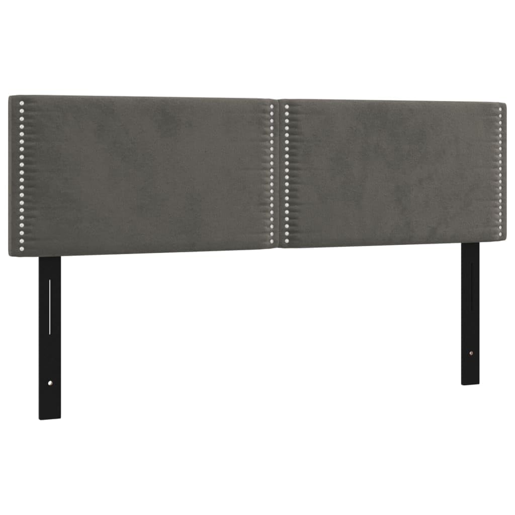 Vidaxl Headboards 2 Pcs Dark Gray 28.3"X2"X30.7"/34.6" Velvet