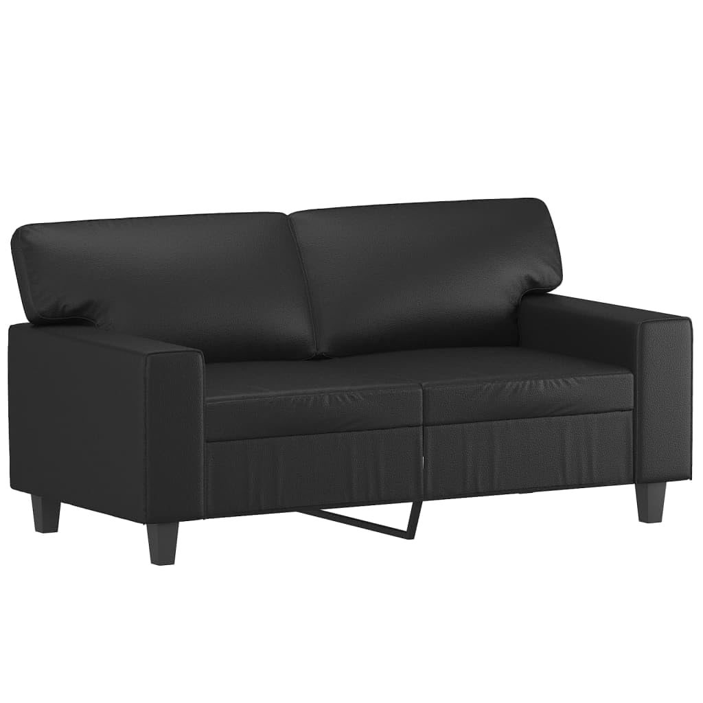 vidaXL Modern Black 2-Seater Sofa, 242.5 lb Load Capacity Per Seat, Faux Leather Upholstery with Sturdy Metal Frame, Suitable for Living Room or Office