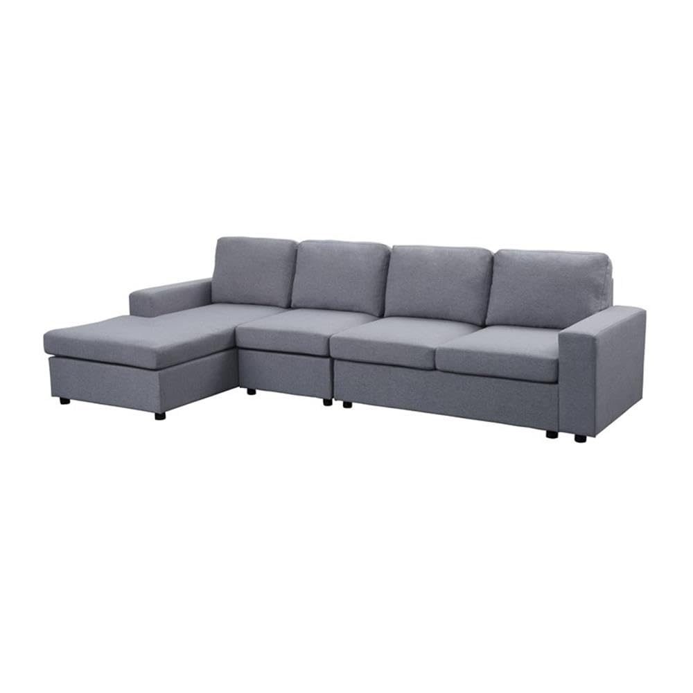 Lilola Home Dunlin Light Gray Linen Reversible Modular Sectional Sofa Chaise