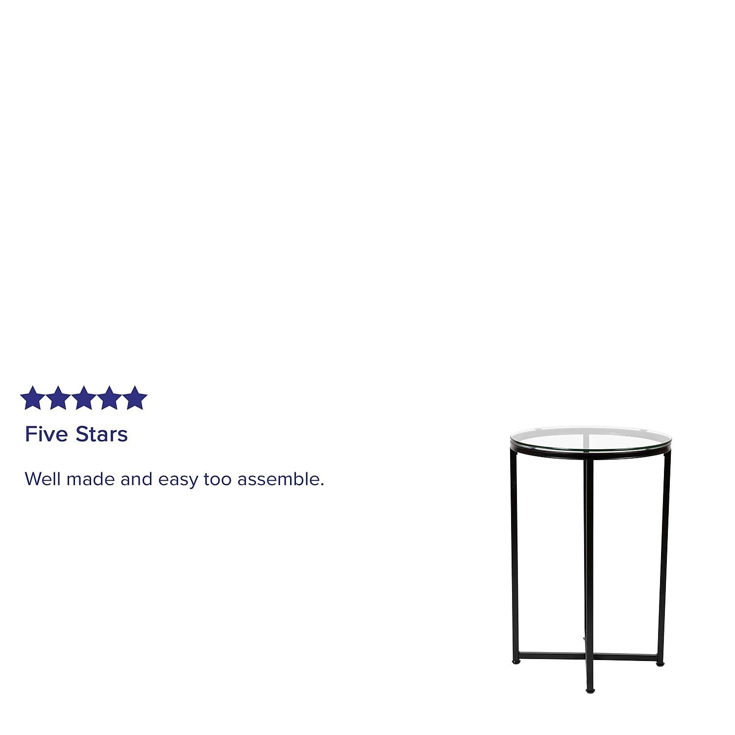 Flash Furniture Greenwich Collection End Table - Modern Clear Glass End Table - Crisscross Matte Black Frame