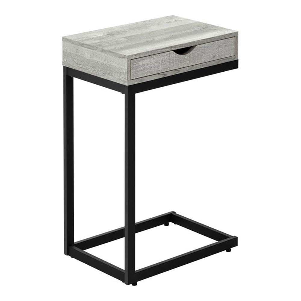 Monarch Specialties GREY RECLAIMED WOOD-LOOK/BLACK/DRAWER ACCENT, END, SNACK TABLE, Gray