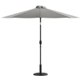 Flash Furniture Sunny Gray 9 Ft Round Umbrella With Crank And Tilt Function And Standing Umbrella Base