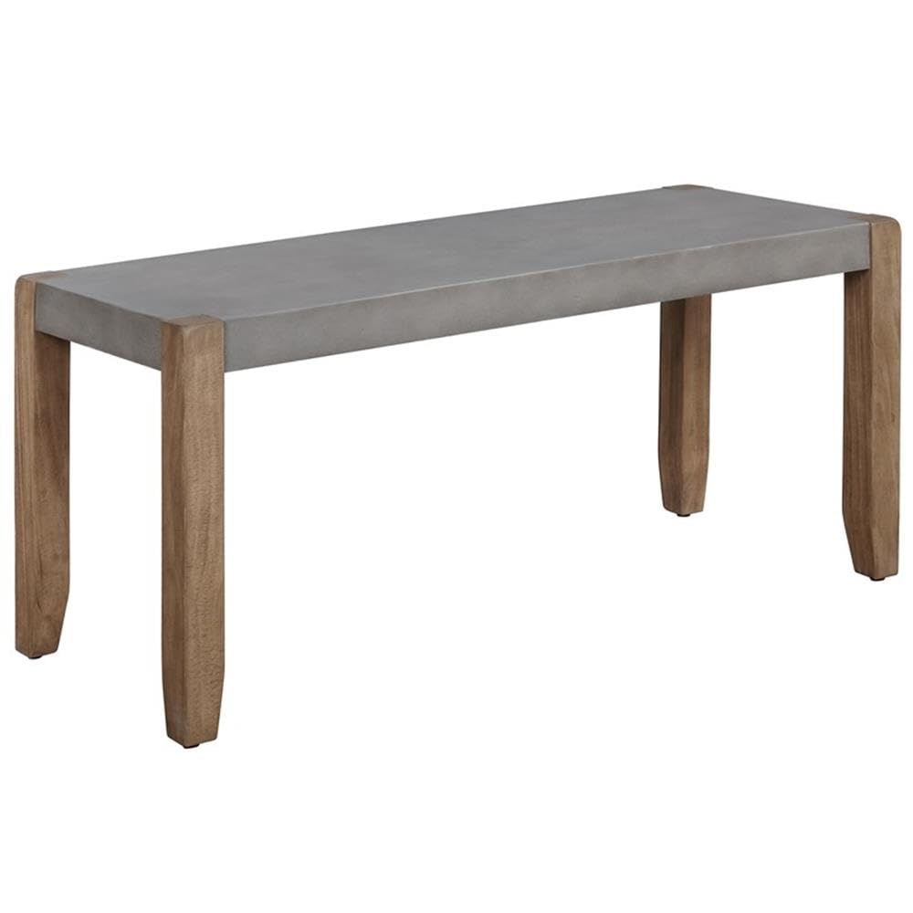 Alaterre Furniture Newport Bench with Faux Concrete Seat and Wood Legs - 40 Inch Entryway Bench with Rustic Industrial Design - 