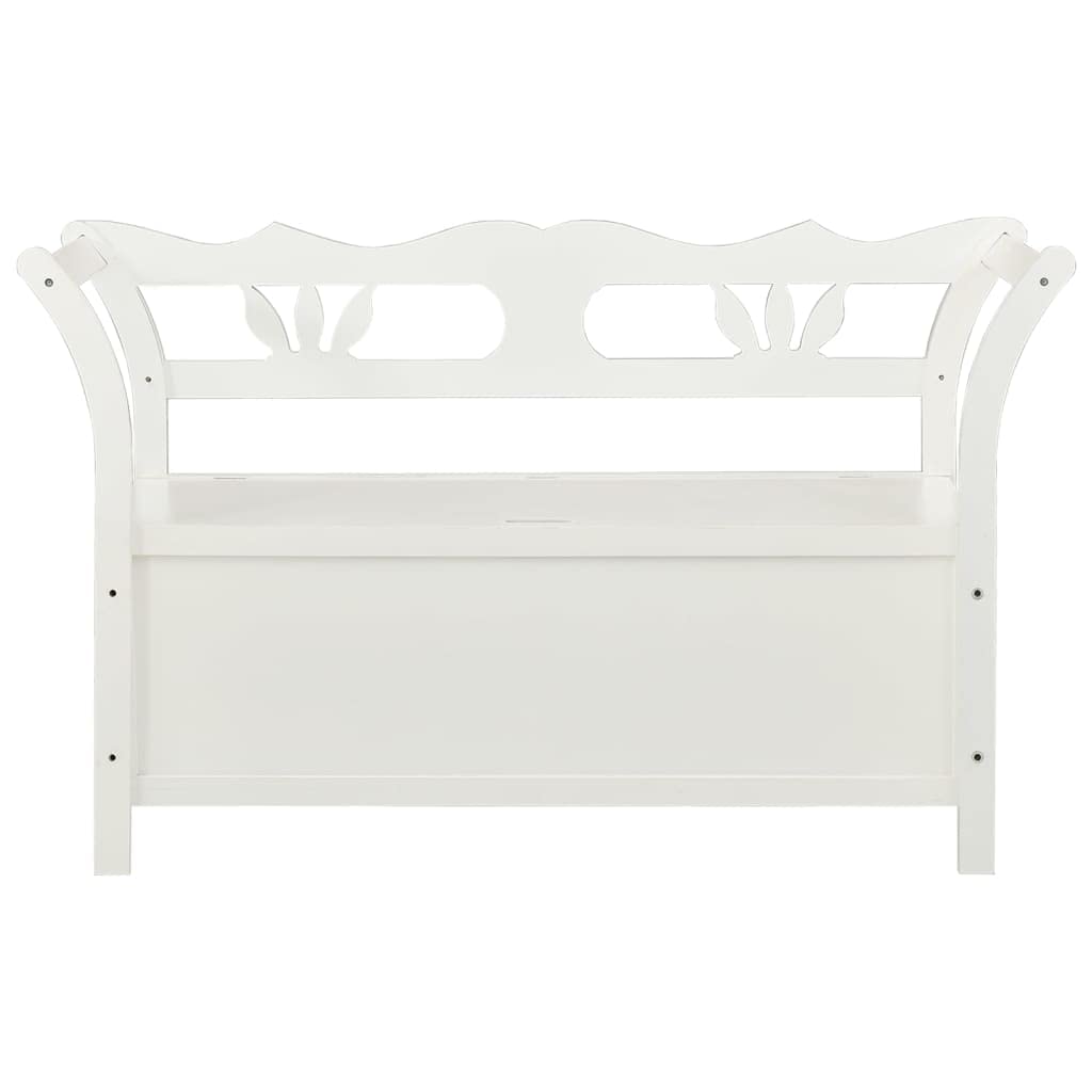 vidaXL Solid Fir Wood White Bench with Backrest and Armrest