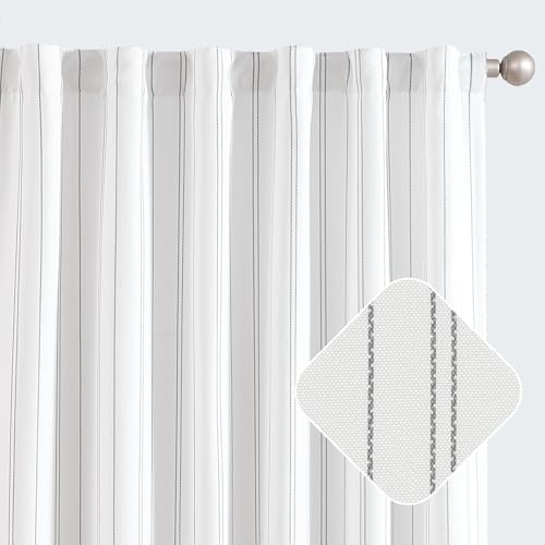 Jinchan Grey And White Striped Curtains 96 Inches Long For Living Room Bedroom Grey On White Curtains Pinstripe Curtains Privacy Light Filtering Rod Pocket Modern Window Curtains Set 2 Panels