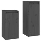 vidaXL Solid Pinewood TV Stands 2 Pcs - Wall Units for Storage - Gray Television Cabinets - Easy to Clean Units with Trendy Design