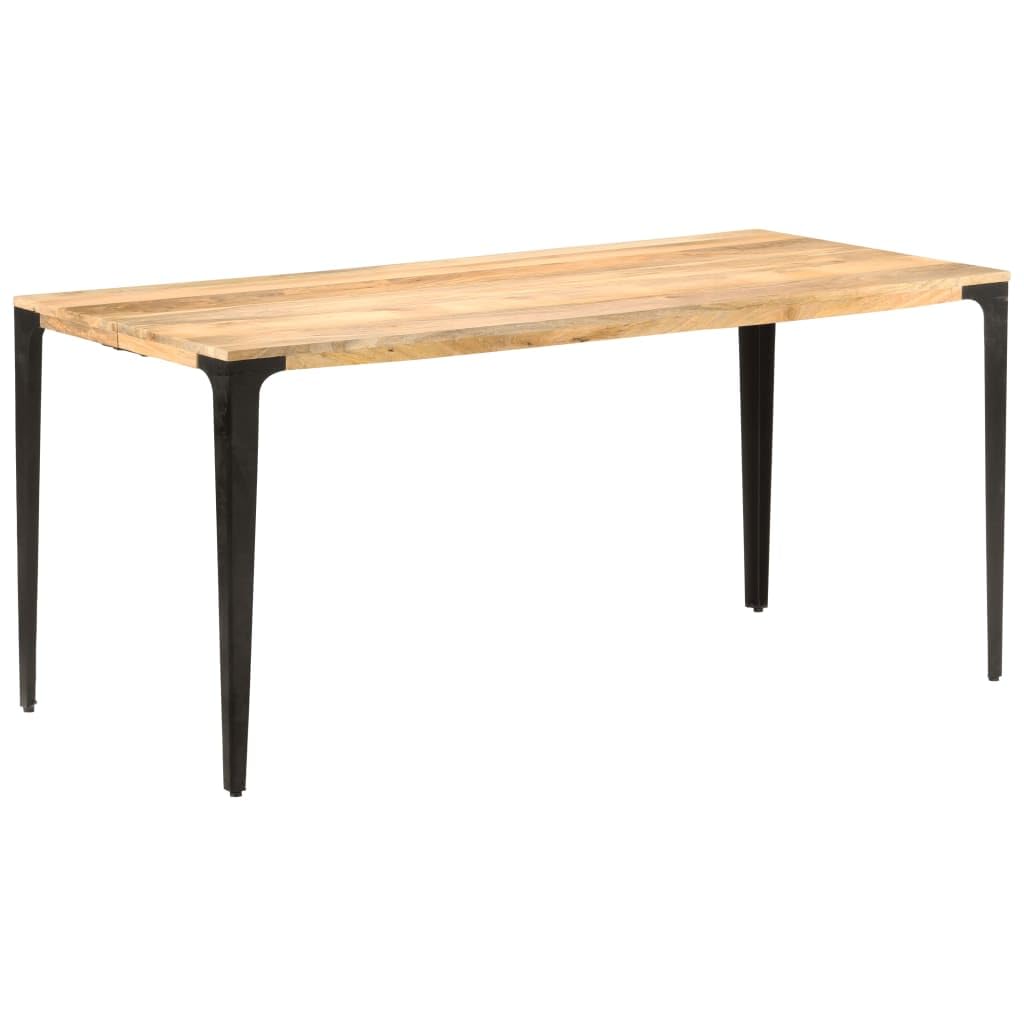 vidaXL Rectangular Dining Table, Solid Mango Wood and Powder-Coated Steel Legs, Stable, Durable, Unique, Easy Assembly, Brown, Industrial Style, Dimensions: 63&quot;x31.5&quot;x29.9&quot;