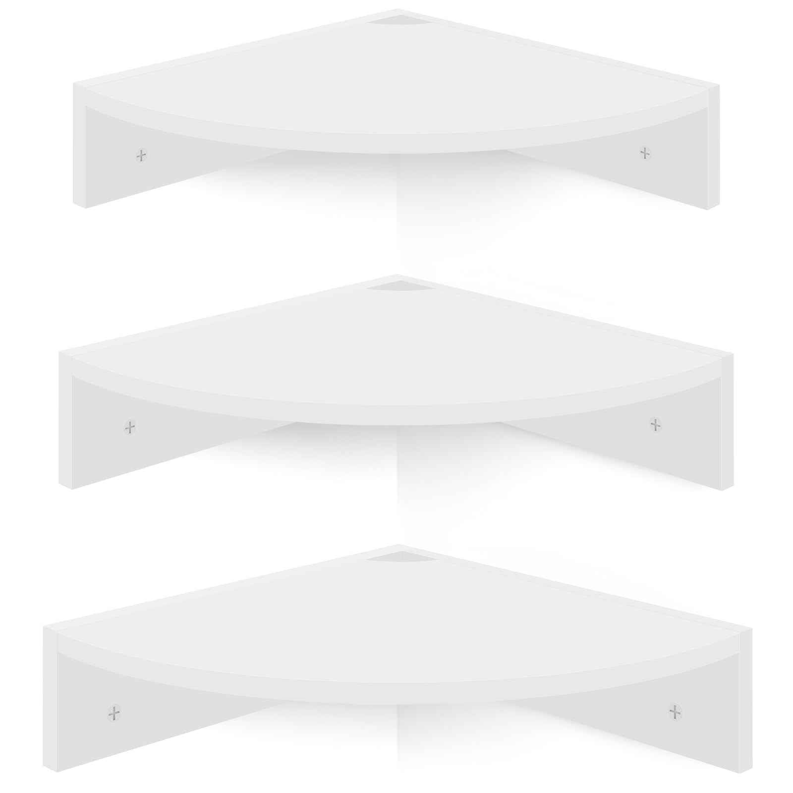 Homode Floating Corner Shelves, Set of 3 Wood Corner Wall Shelves with Wire Hole, 12 Inch Deep Hanging Corner Display Shelf for 