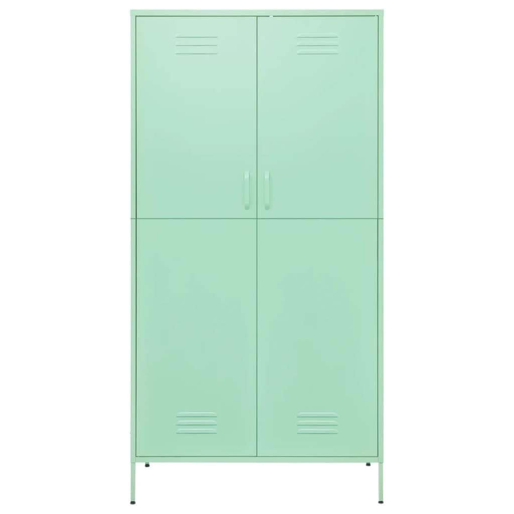 vidaXL Steel Wardrobe - Adjustable Mint Green Storage Cabinet with 4 Shelves, Hanging Rod and Stability Levelers - Durable Industrial Style Clothing Cabinet - Size: 35.4&quot;x19.7&quot;x70.9&quot;