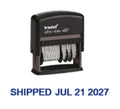 Trodat Rotating Stock Message Phrase Dater Self-Inking Rubber Stamp - Answered, Checked, Back Ordered, Delivered, Cancelled, Ent