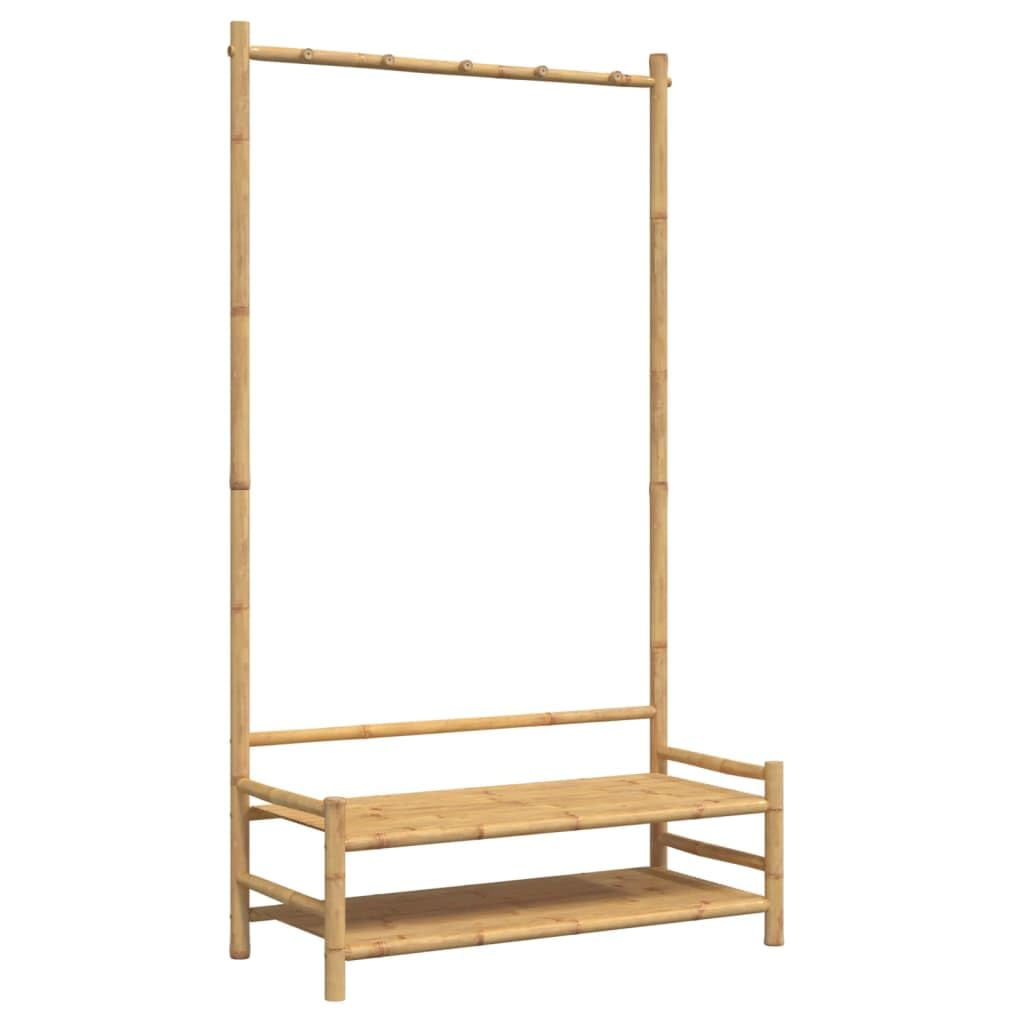vidaXL Bamboo Clothes Rack with Shelves – Freestanding Coat and Garment Stand, Brown, 40.6&quot;x15.7&quot;x72&quot;