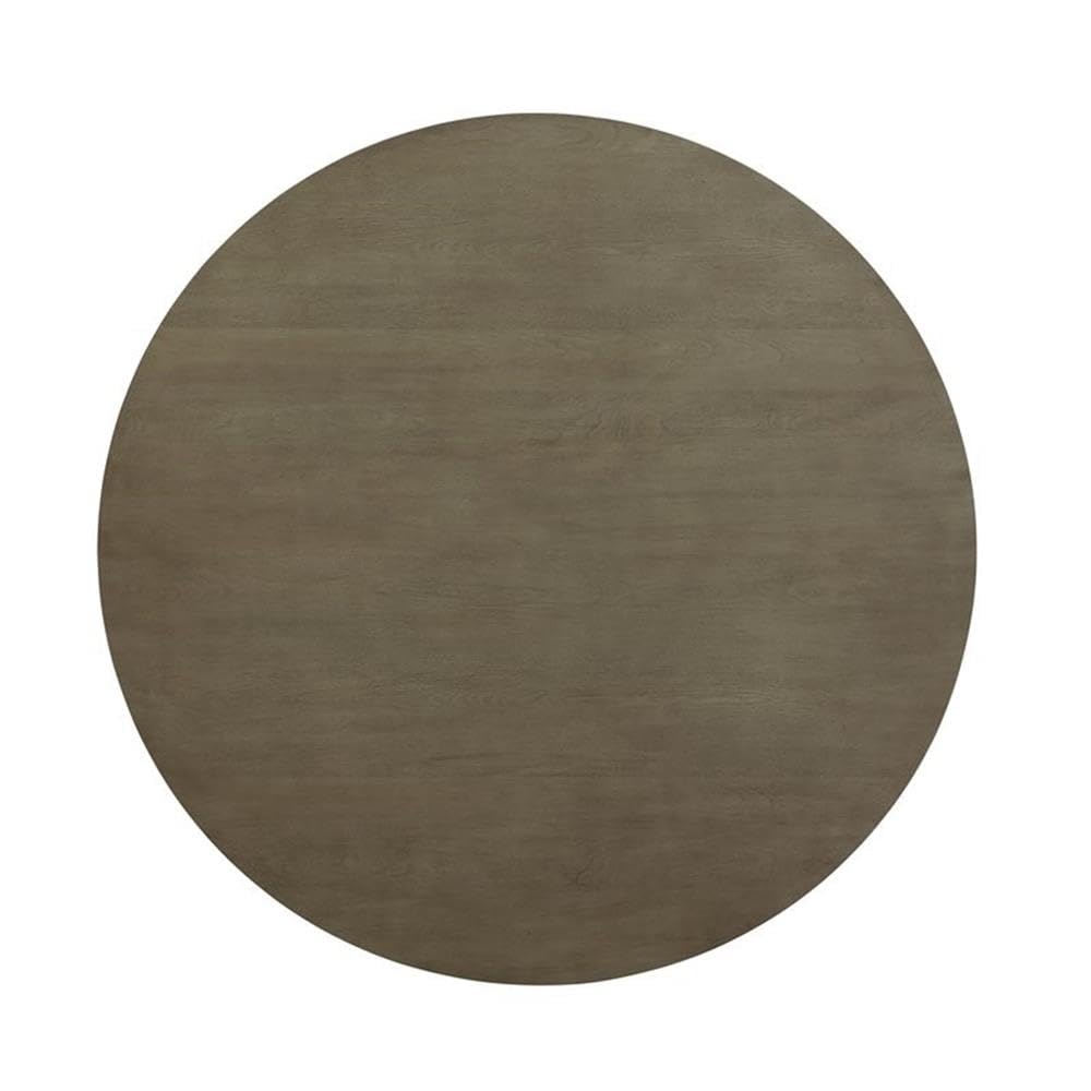 Acme Waylon Round Wooden Top Dining Table with Single Pedestal in Gray Oak
