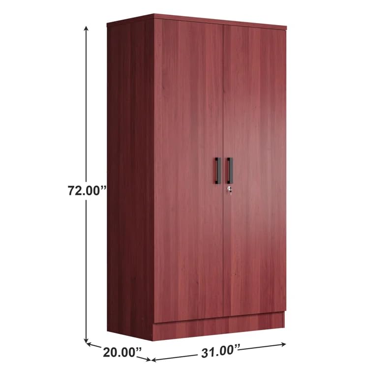 Woodpeckers Furniture And Mattress 2 Doors Wardrobe with Shelves (Mahogany)