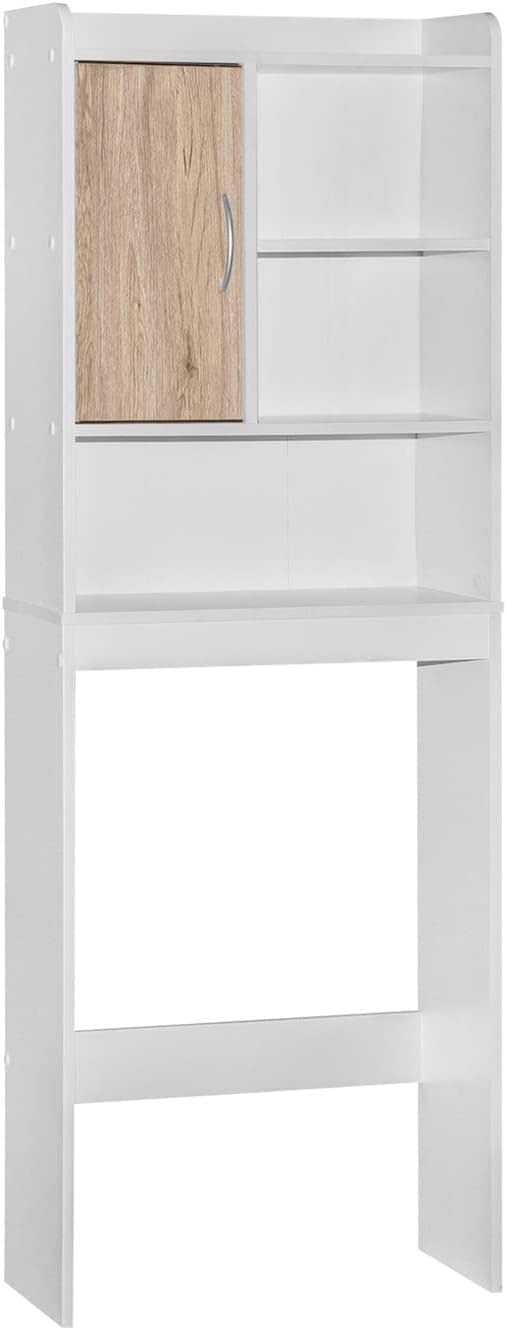 Woodpeckers Furniture And Mattress Ace Over The Toilet Storage Cabinet (White + Natural Oak)