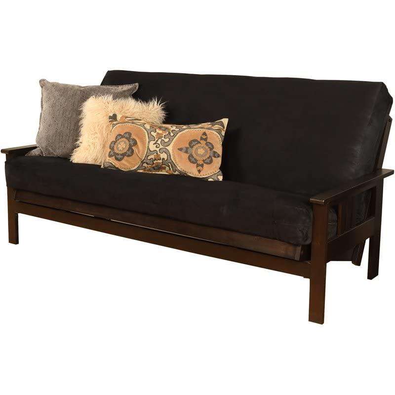 Kodiak Furniture Monterey Espresso Sofa with Suede Black Mattress