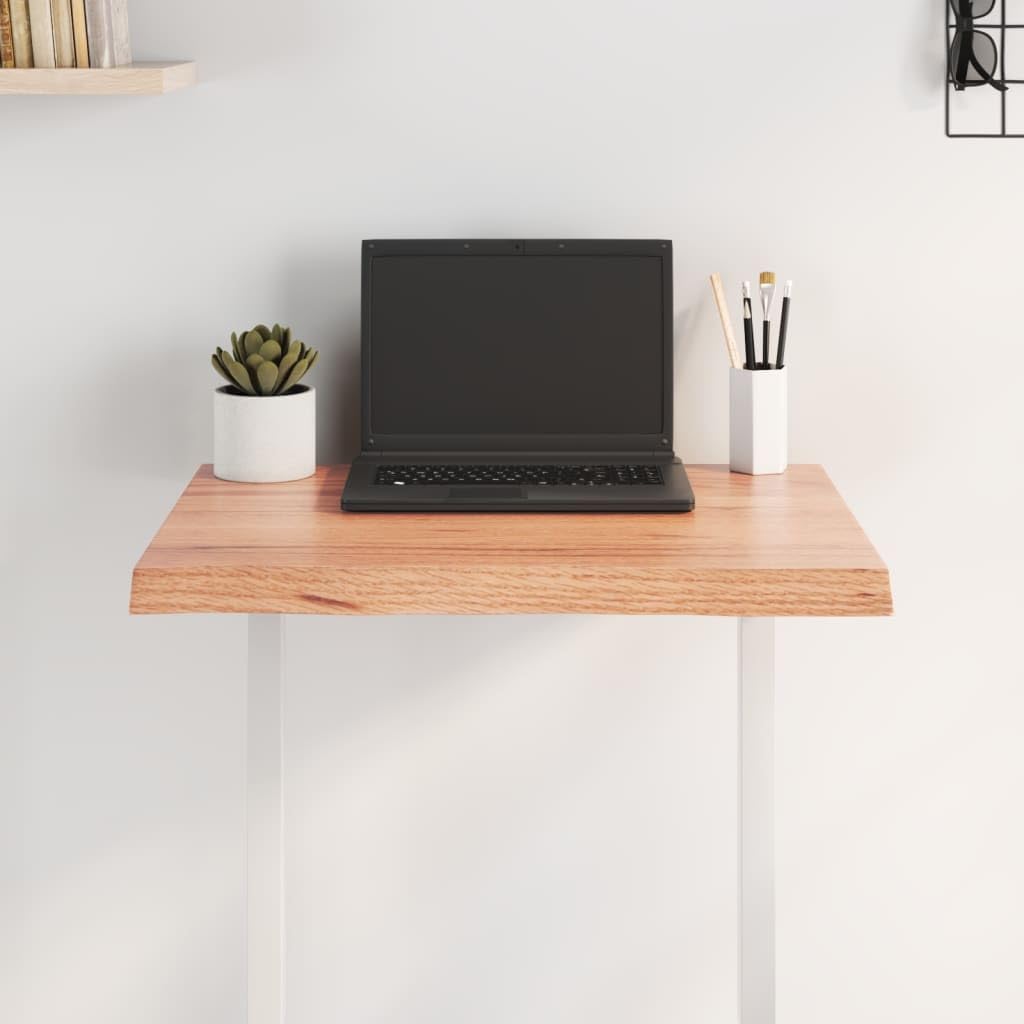vidaXL Solid Oak Wood Table Top, Light Brown, Live Edge, Treated Surface, Versatile for Office or Home, 23.6"x15.7"x(0.8"-1.6")