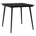 vidaXL Outdoor Dining Table, Patio Table with Glass Top, Garden Table, Garden Furniture for Front Porch Deck Lawn Backyard, Industrial, Steel Black
